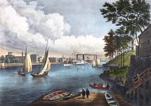 Blackwell’s Island (now known as Roosevelt Island) from the East River, c. 1862