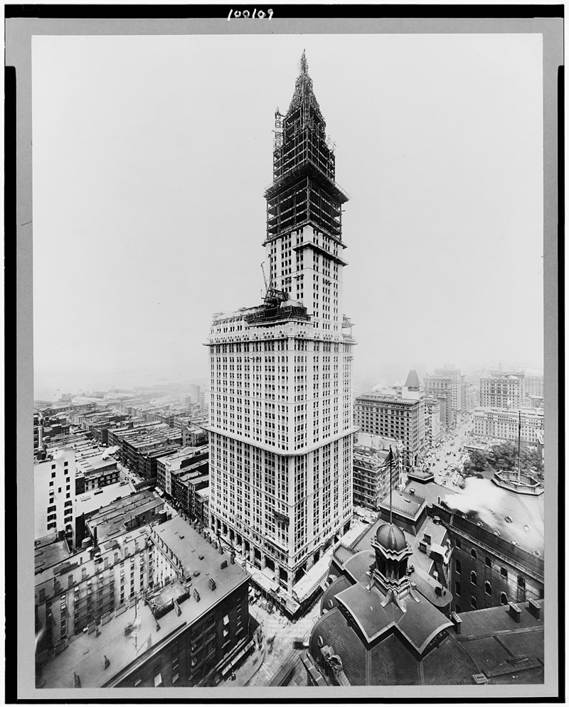 The Woolworth Building topped out on July 1, 1912