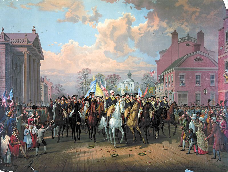 George Washington enters New York in triumph following the British evacuation of America