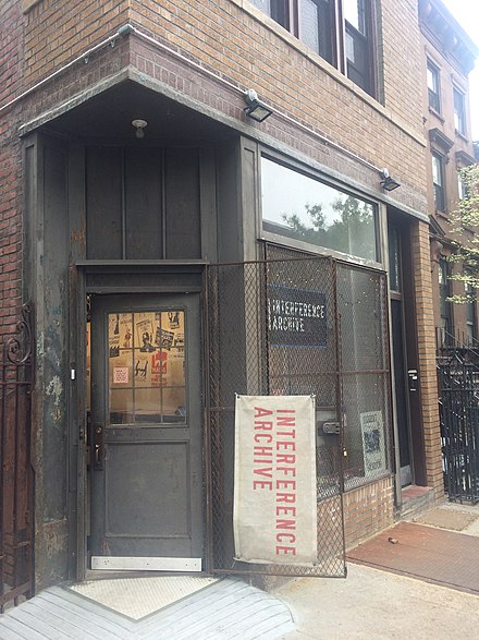 Photograph of the exterior of the Interference Archive in Park Slope, Brooklyn
