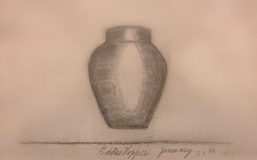 Earliest Signed Drawing by Edward Hopper, Vase