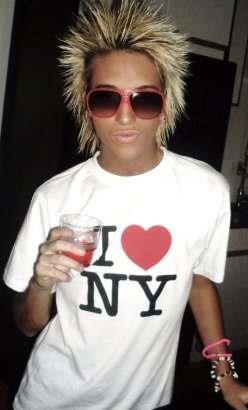 A man wearing I Love New York T-shirt