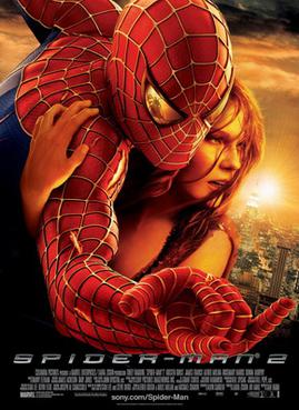 Spider-Man hugs Mary Jane Watson against a New York City background, with a reflection of Doctor Octopus in his eye as he shoots a web.