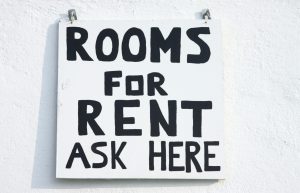 A signboard for rooms for rent