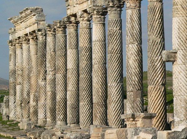 Spiral fluted columns in the Great Colonnade at Apamea in Syria
