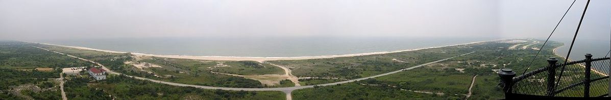 A panoramic view of Fire Island.