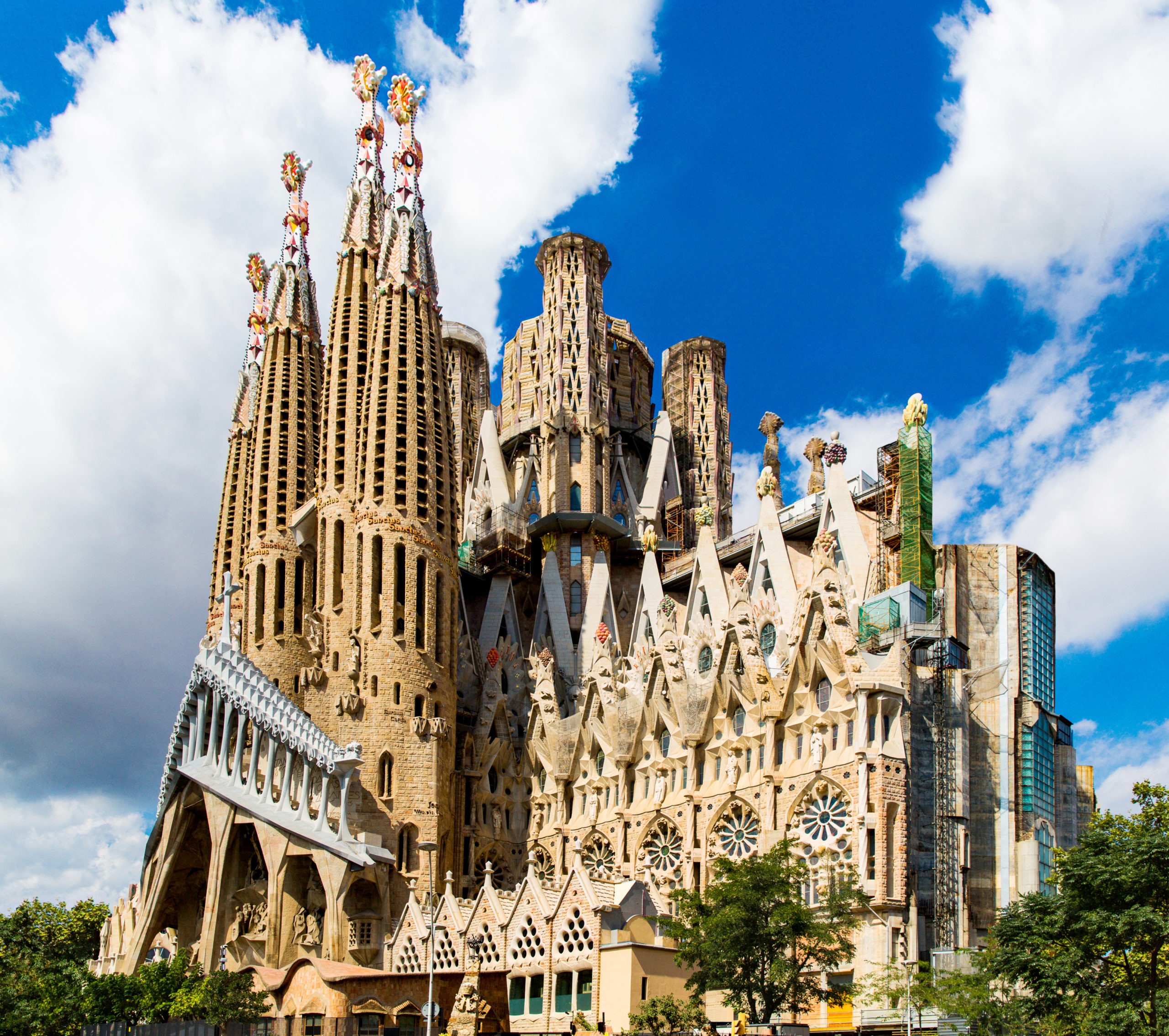 Barcelona, Spain, September 20, 2019. The Sagrada Familia, is a huge Roman Catholic basilica in Barcelona, Spain designed by Antoni Gaudi and is a UNESCO World Heritage Site
