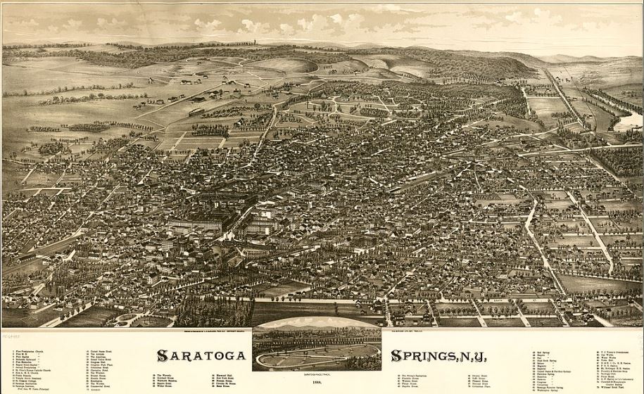 Saratoga Springs’ Perspective map by L.R. Burleigh, 1888