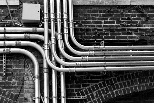 close up of plumbing pipes