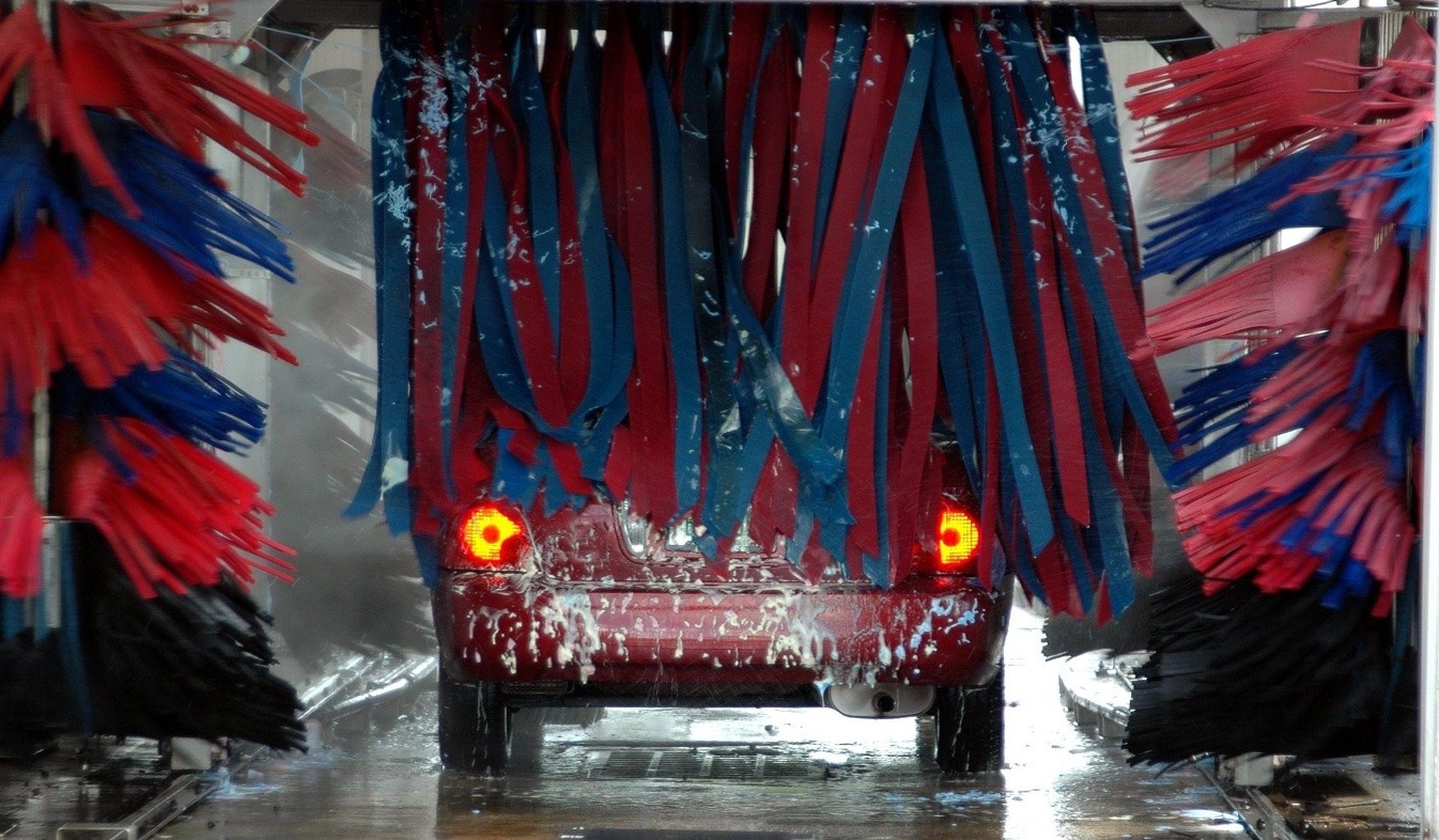 car going through car wash
