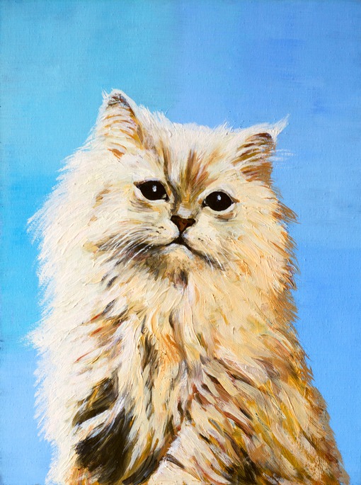 oil painting - drawing of a cat, colorful picture