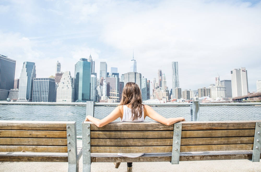 Woman watching New York skyline