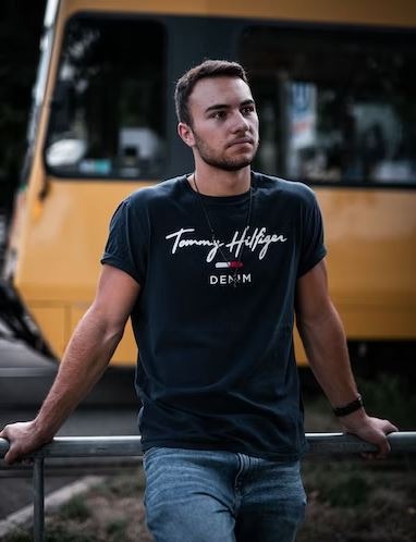 man wearing Tommy Hilfiger T-shirt from Tommy Hilfiger Denim