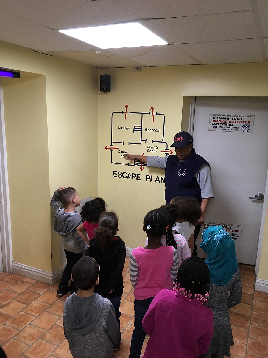 young children learning about making a fire safety escape plan