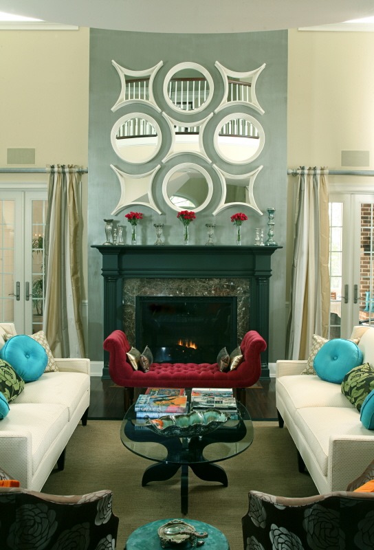 Living room in Hollywood Regency style