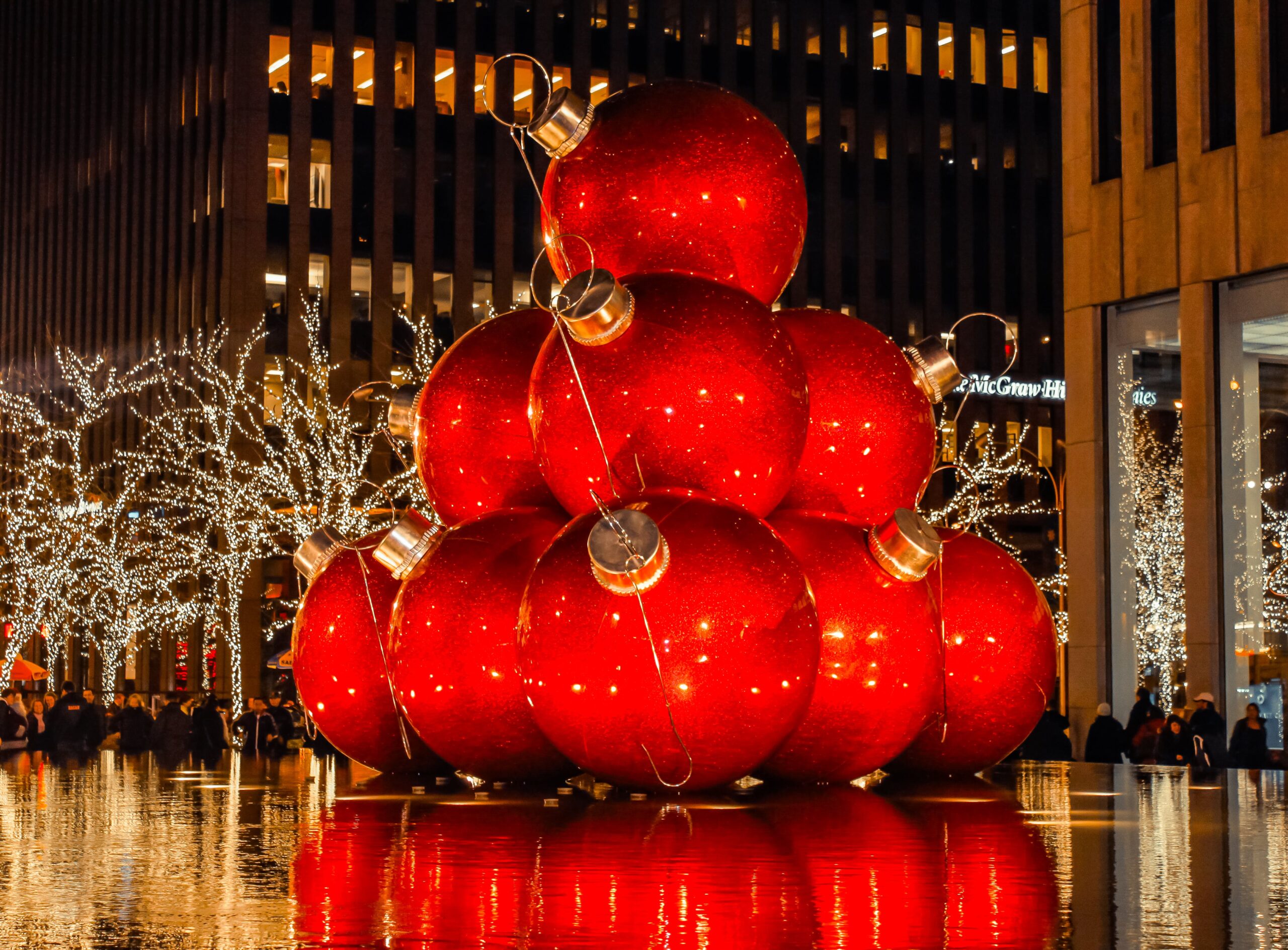 Giant Christmas ball on display
