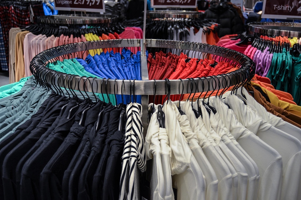 Rack full of colorful garments