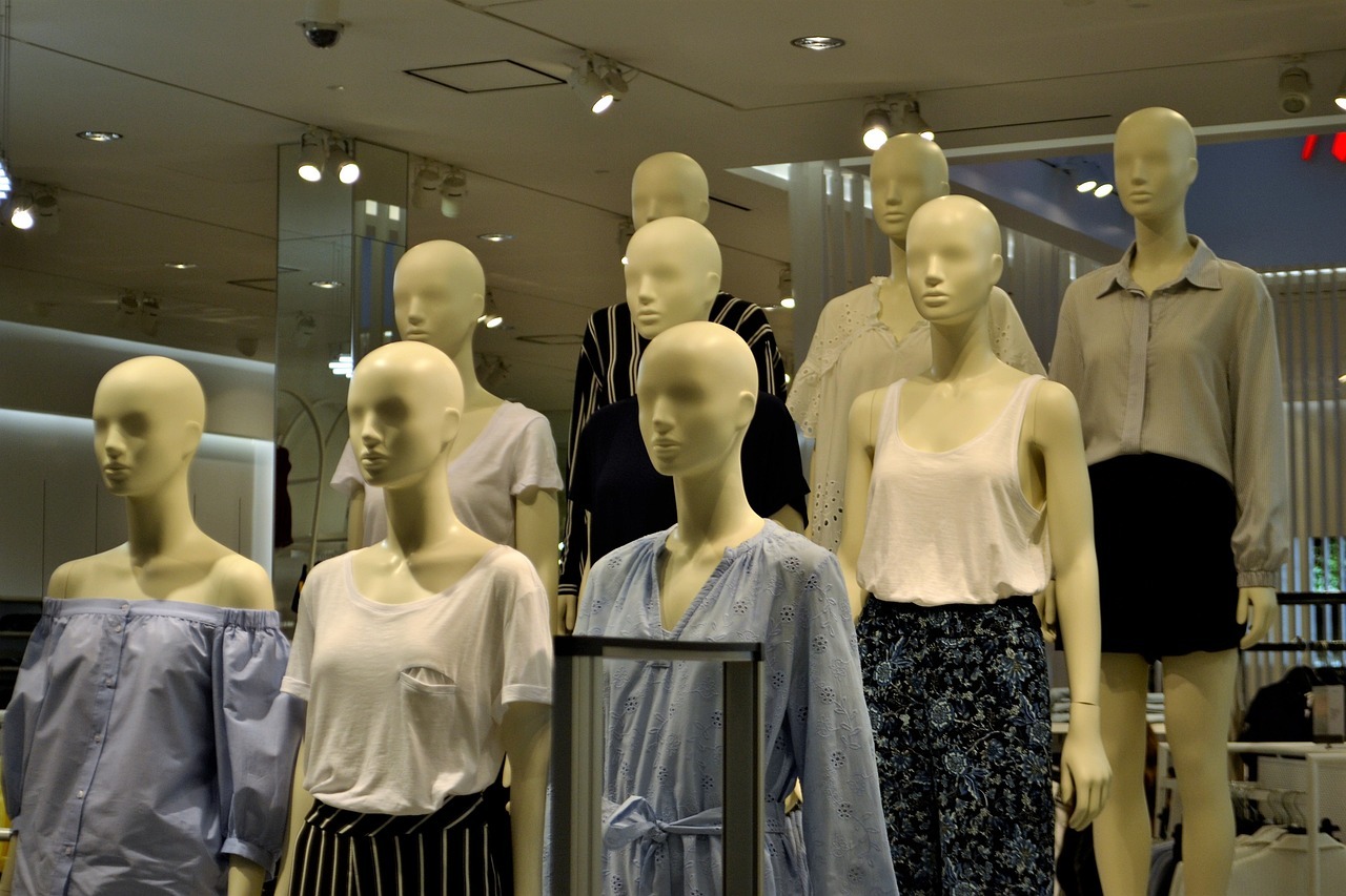 stylish garments displayed on mannequins