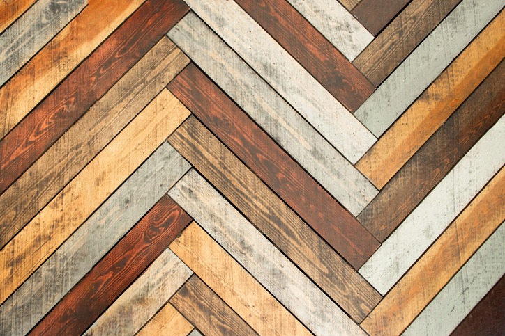 Colorful wood surface with zigzag pattern background