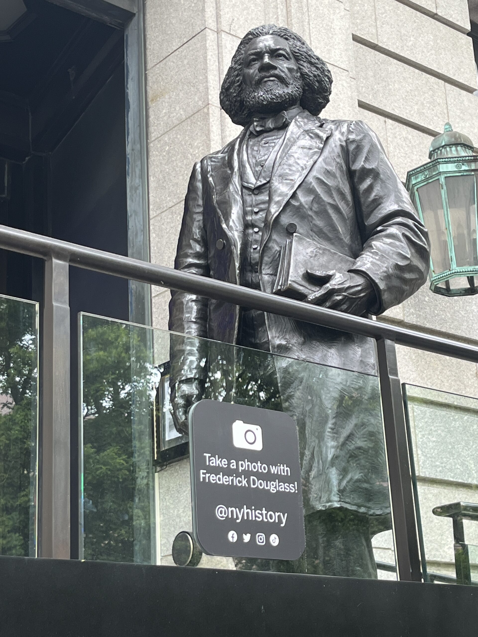 Statue of Frederick Douglass at the entrance of the New York Historical Society