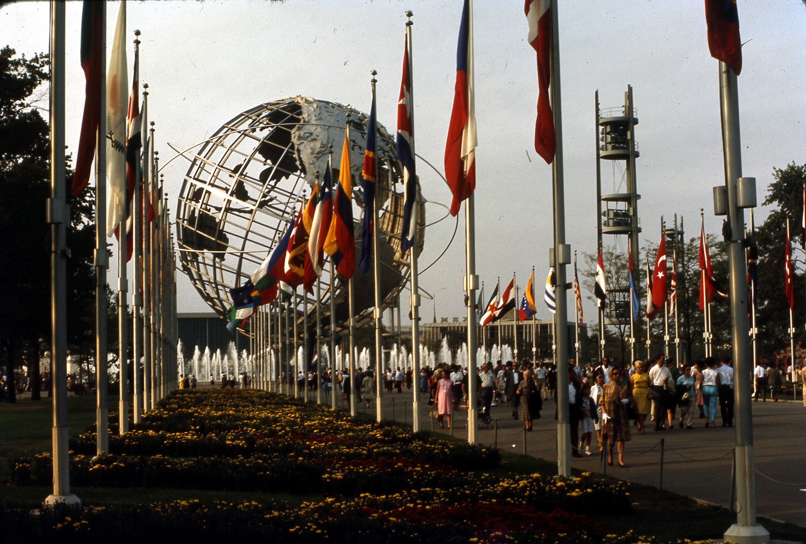Unisphere with world flags