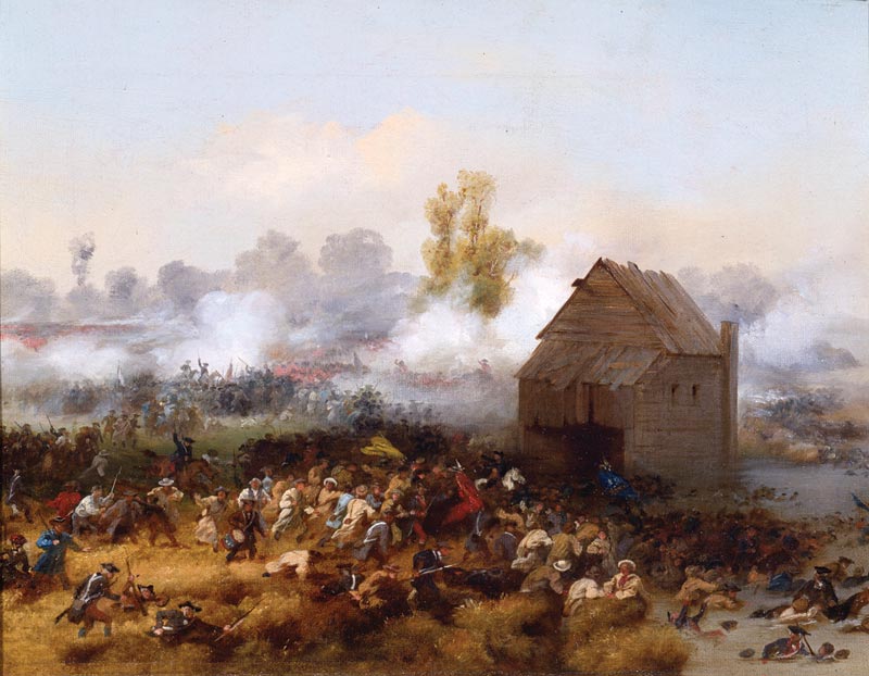 a painting of battle of Long Island