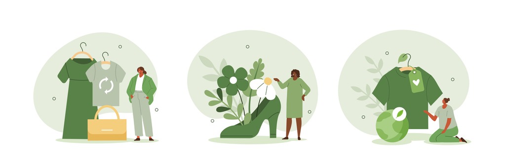 illustration of women and stuff in green