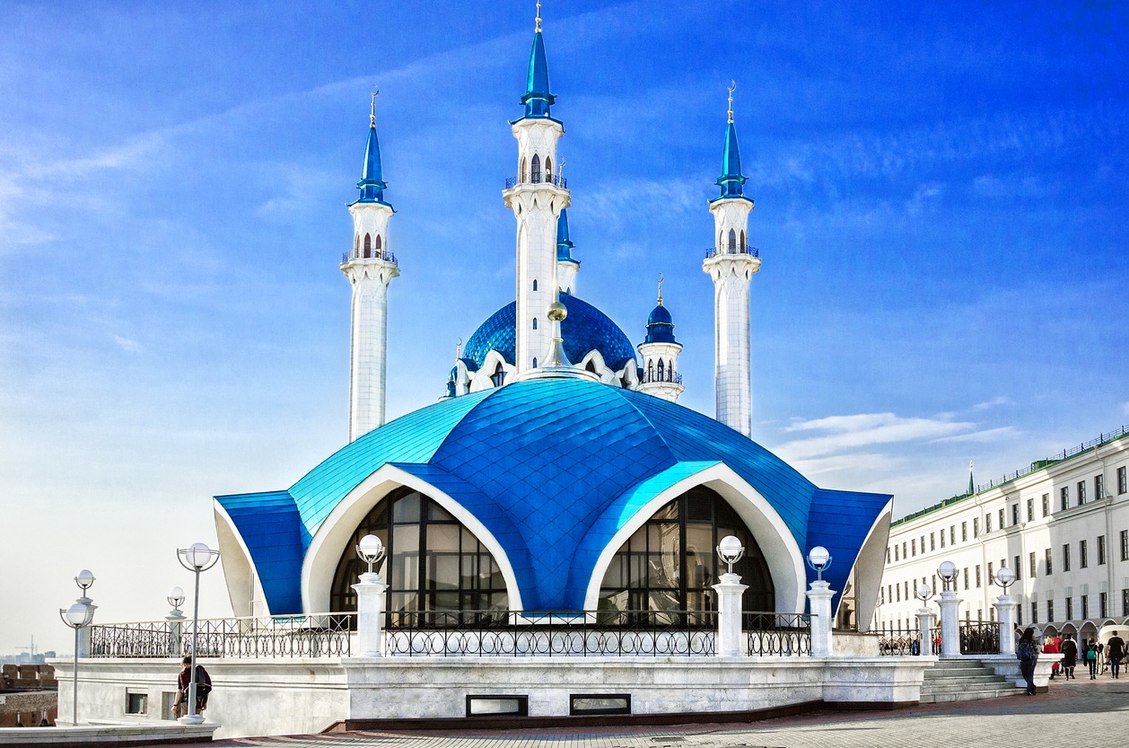 mosque with blue roof