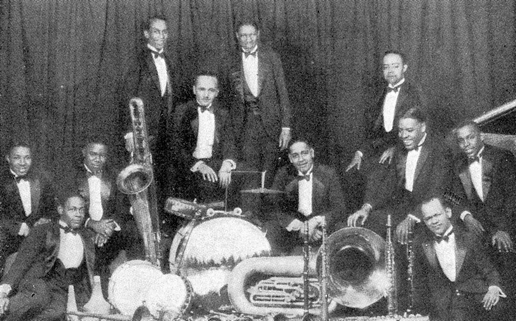 several men in a band posing