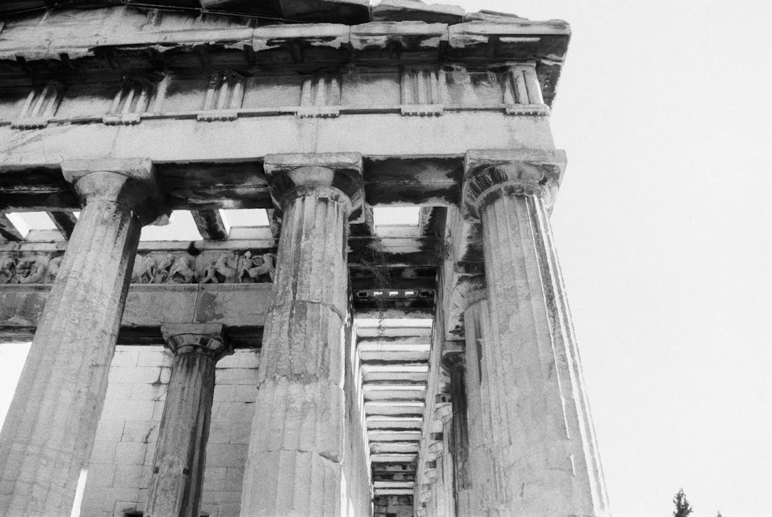 Closeup of the Parthenon Colonnade in Ancient Acropolis
