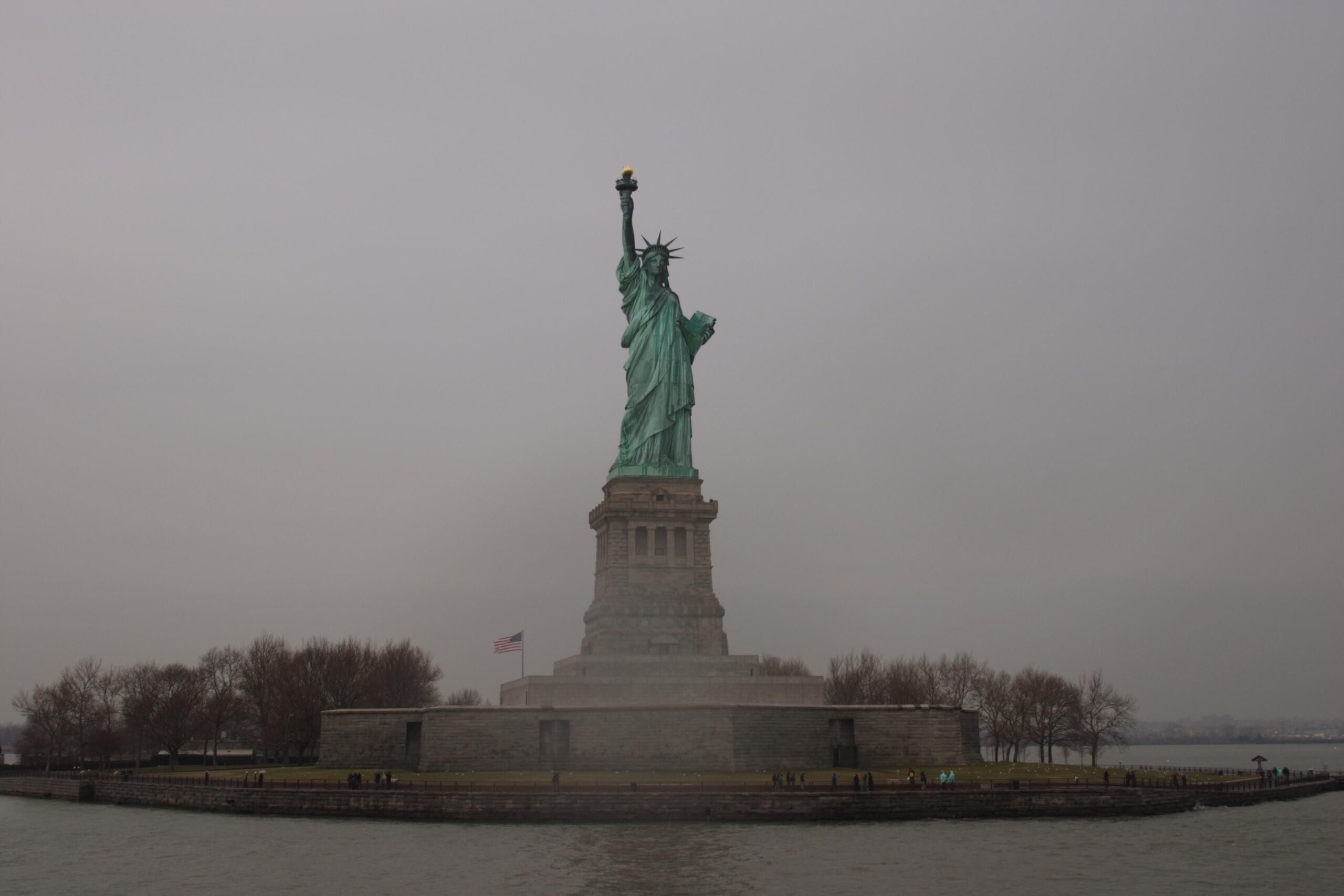 statue of liberty surrounded by water