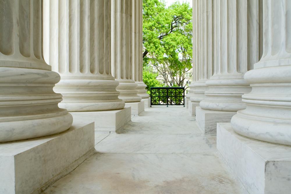 A row of white fluted columns