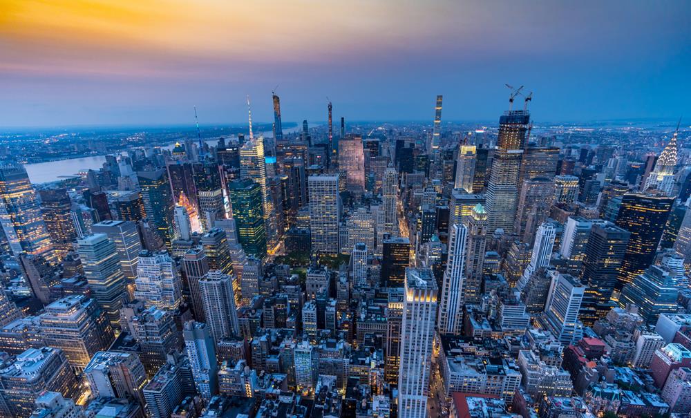 Manhattan View from Above at Dusk Hour