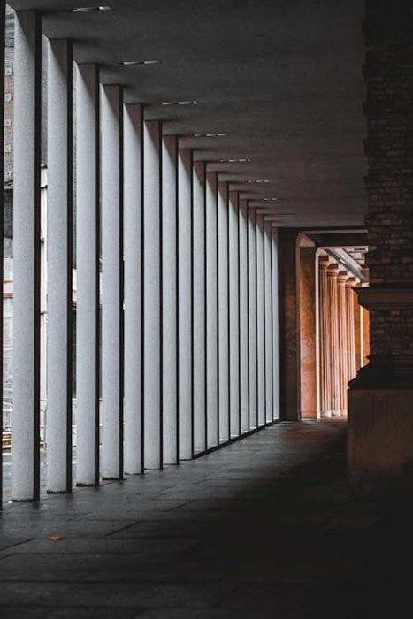 Modern Walkway with Columns