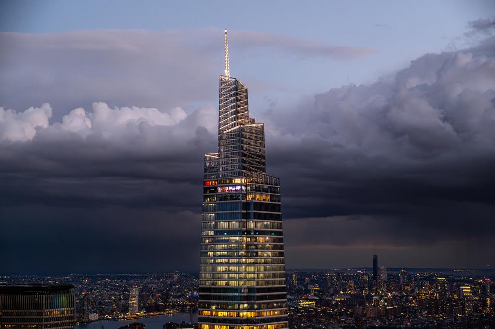 One Vanderbilt modern skyscrapers against cloudy sky