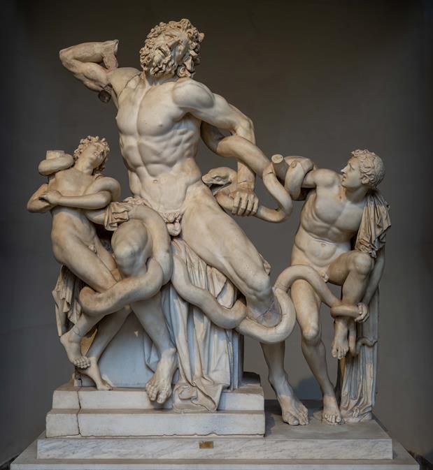 Statue of a man with sons and snakes