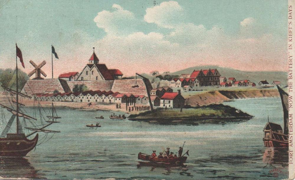 Postcard of Fort Amsterdam stamped in 1910